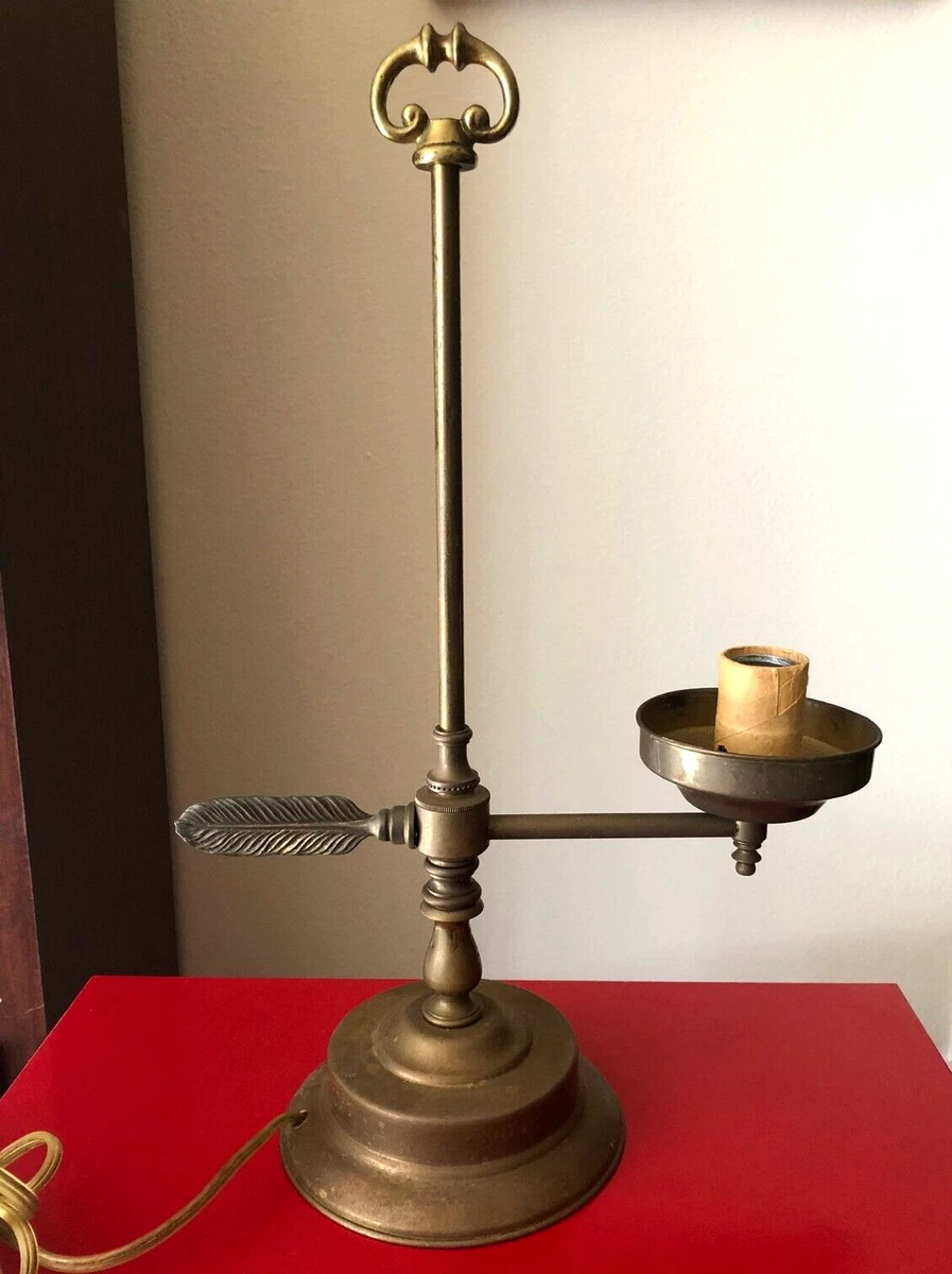 Antique Vintage Brass Electric Table Student Lamp Single Arm