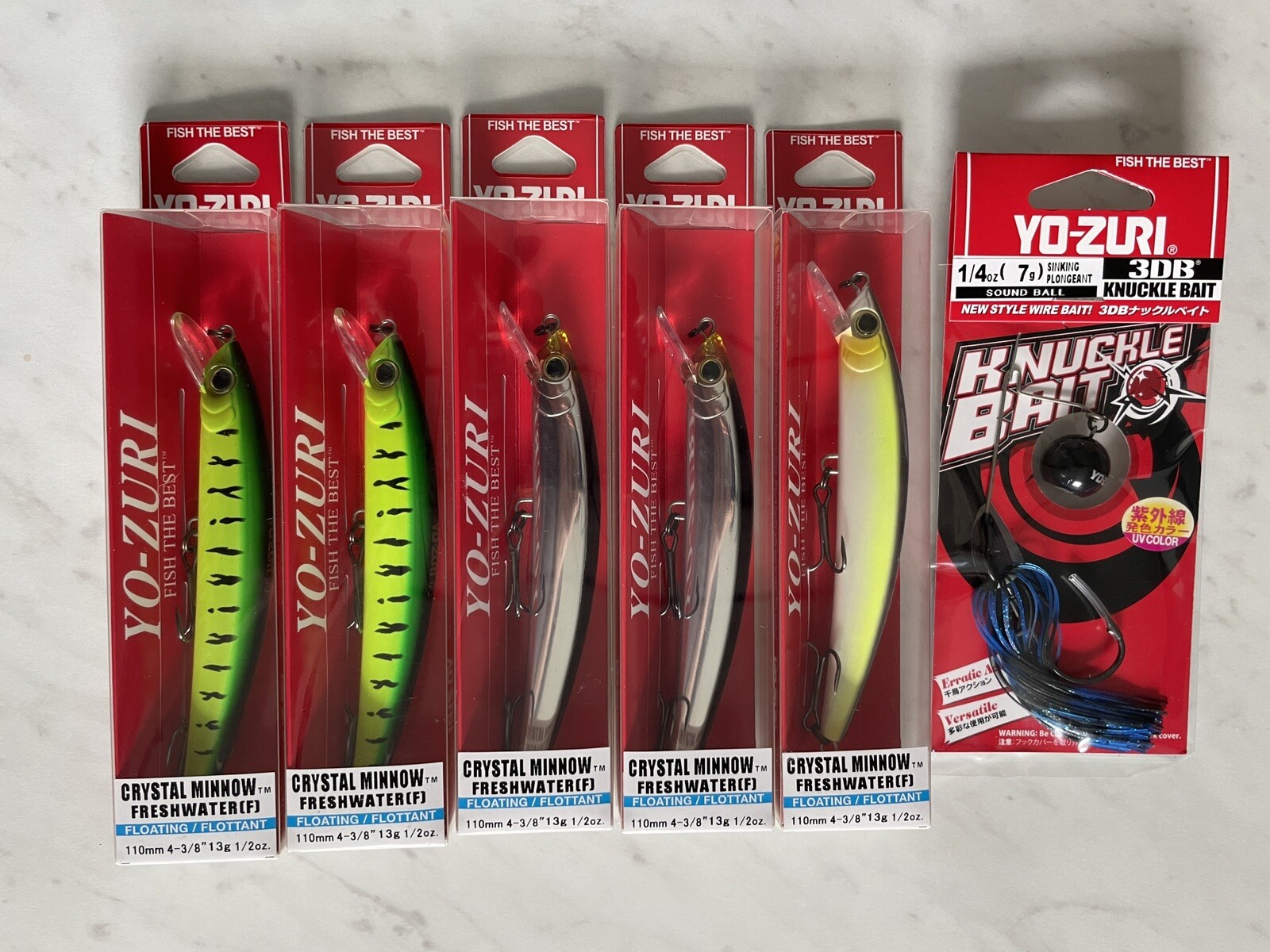 Yo Zuri Crystal Minnow 110 mm Floating Lures & Knuckle Bait LOT OF 6