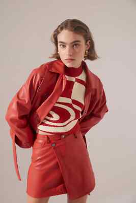 C/MEO COLLECTIVE $190 Under Control Vegan Leather Skirt Size Small / US 4