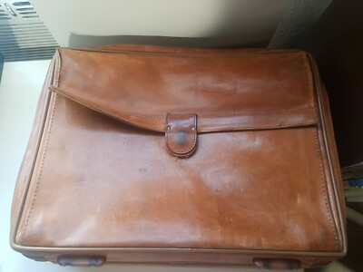 Vintage Hartmann Brown Tan Leather Briefcase Messenger Bag 17'' DAMAGED L k!