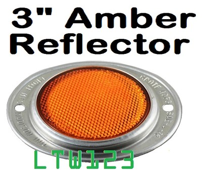 United Pacific 2 Amber 3 Round Truck Semi Trailer Mail Box Reflex Reflectors//Aluminum Base
