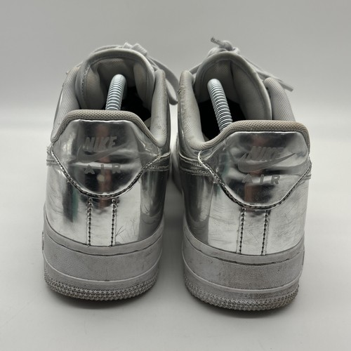 Size 10 Women’s Nike Air Force 1 SP Liquid Metal - Chrome 2019 AF1 Metallic Low - Picture 6 of 13