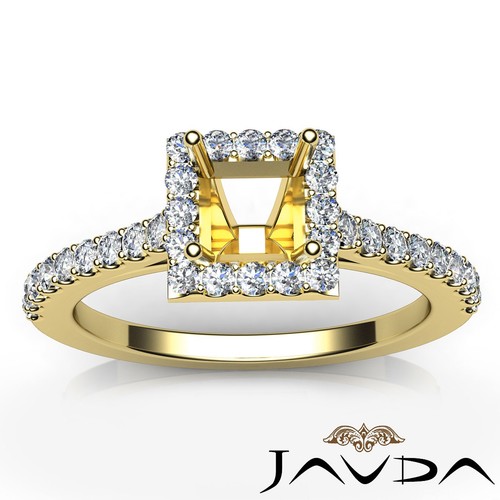 Princess Halo U Prong Diamond Engagement Semi Mount Ring 14k Yellow Gold 0.5Ctw - Picture 7 of 7