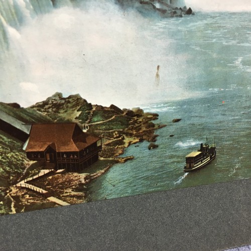 Foto de recuerdo enmarañada grande vintage de las Cataratas del Niágara vista general desde el puente nuevo - Imagen 3 de 4