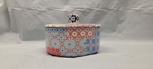 JEAN DANGE PARIS ceramic candy dish / trinket dish / patch design plaid #4249 - Picture 14 of 17