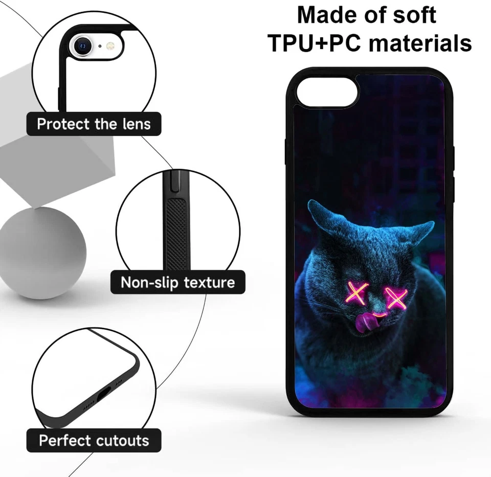 Ghost Cat Print Case For iPhone 11 12 13 14 15 Pro Max Plus - Image 4 of 4