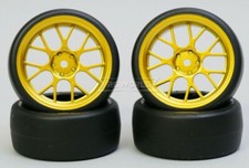 Rc Car 110 Drift Wheels Tires Package 3mm Offset Gold Snowflake Set Of 4