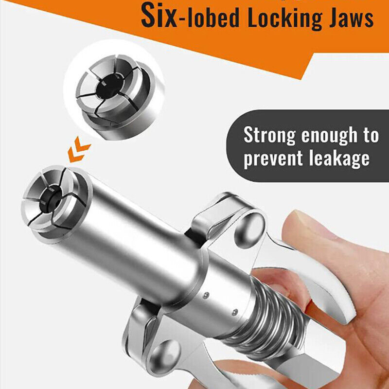2x Grease Gun Coupler Double Handle High Pressure Quick Release Lock