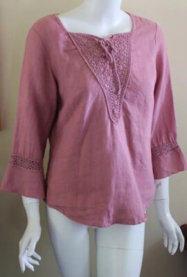 La Fee Maraboutee 38 6/8 Dusty Pink Lace Art-to-Wear Blouse Shirt Top 