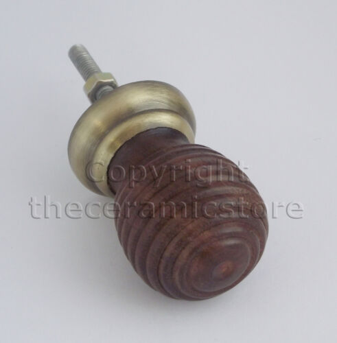32mm Beehive Wooden Cabinet Cupboard Door Knob With Metal Base - Picture 5 of 6