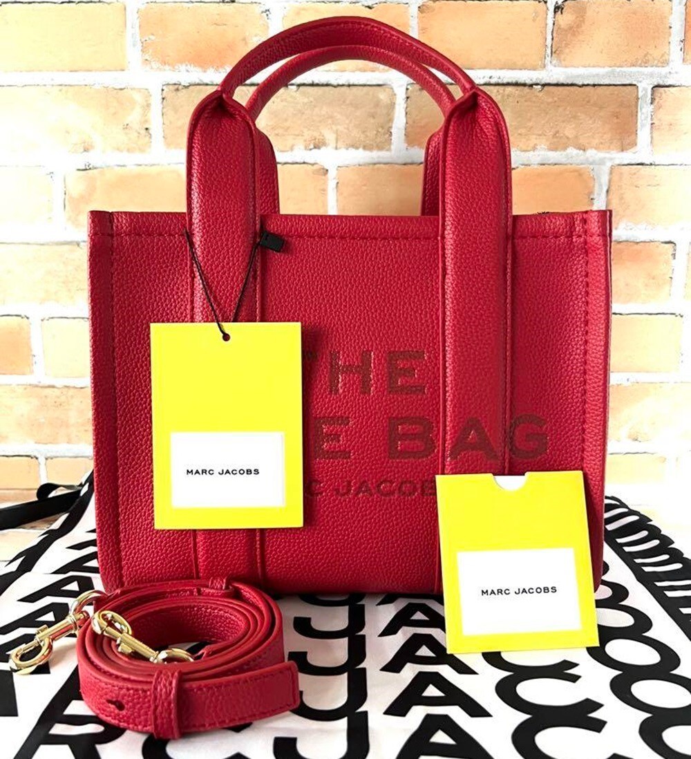 MARC JACOBS The Leather Mini Tote Bag True Red W26cm H21cm