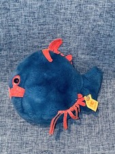 Steiff Blue Fish Stuffed Animal Vintage Button Fin Germany German Toy Kids Fishy