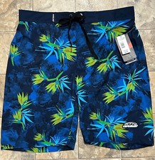 NWT Pipeline Classic Men  s Board Shorts Swim Trunks Blue Palm Leave Size Large