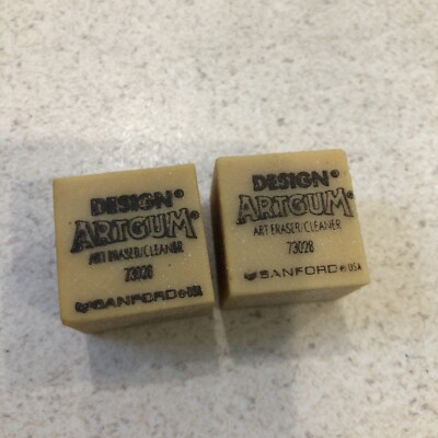 Design Sanford ArtGum Eraser Lot of 2 - Drawing Supplies 73028 1'' x 1''