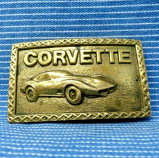 Corvette Belt Buckle Sports Car Iconic 70s Solid Brass Vintage Taiwan .CVB880