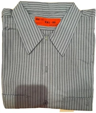 NEW GCA (Garment Corporation of America) Men's Blue Striped Work Shirt 2XL