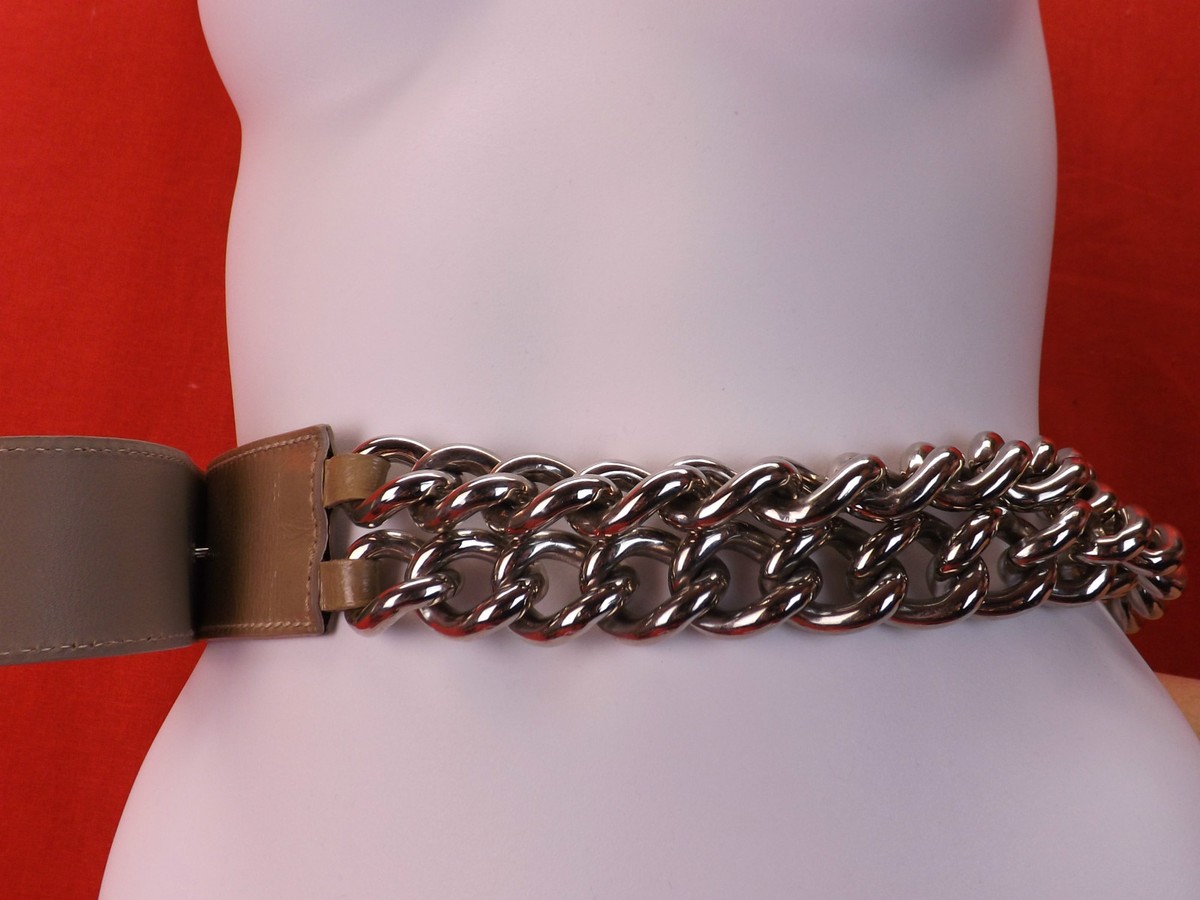 NWT GIANNI VERSACE Women Belt Peach/Nude Versace Blue Leather Medusa Head Buckle Belt Versace | TLC main image 4