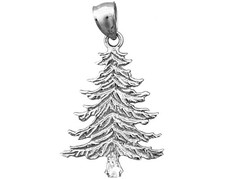 Rhodium Plated 925 Sterling Silver 22MM Christmas Tree Pendant