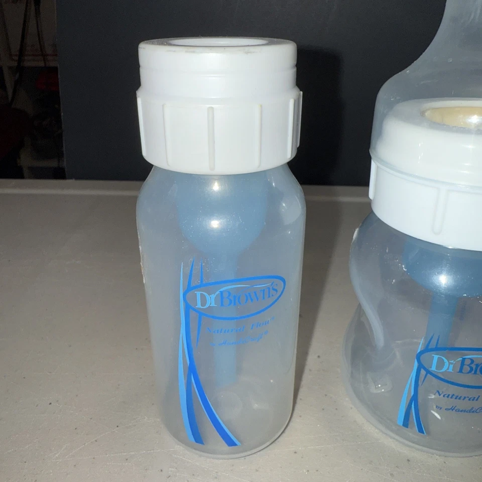 Lote de biberones Dr. Brown de 4 oz biberones de flujo natural cuello y tapas anchas y estrechas Foto 2 de 4