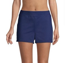 LANDS END Tummy Control Swim Shorts Blue Bottoms UPF 50 Swimsuit Petite Sz 12P