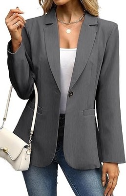 ELLEVEN Blazers for Women Business  Long Sleeve Lightweight Blue Large 