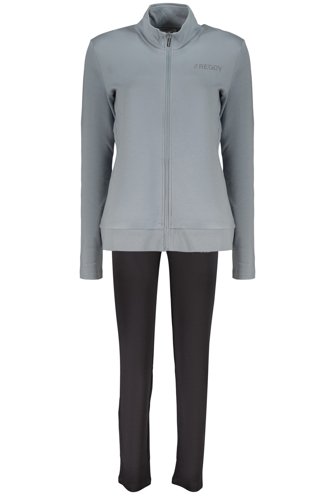 Tuta con zip e collo alto, logo con strass - Immagine 2