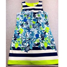 Eliza J Womens Size 10 Blue Floral Nautical Stripe Sheath Shift Dress Vacation