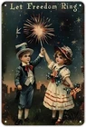 Vintage Fourth of July Fireworks Metal Sign Print Wall Decor 8 x 12 In