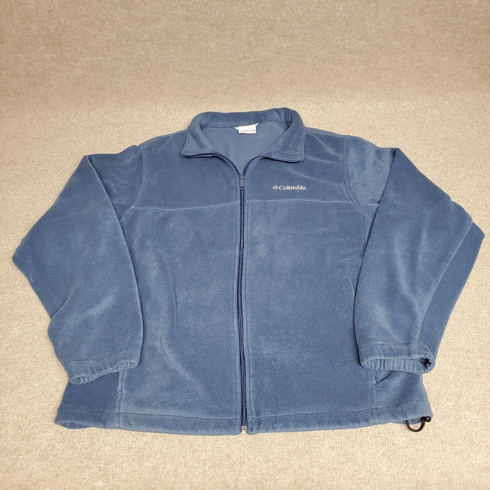 Columbia Blue Fleece Jacket Coat Mens Large Full Zip Zipper Pockets LG