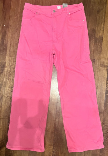H&M Divided Vibrant Hot Pink Denim Wide Leg Jeans Size Large
