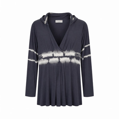 Boston Proper Dark Blue White Women's Sport Tie-Dye Hooded Top M