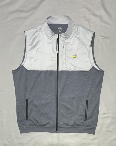 Masters Tech Jacket Mens 2XL Gray Golf Sleeveless Full Zip Vest Masters Logo