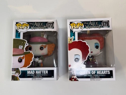 Funko Pop Lot of 2 Disney Alice in Wonderland Mad Hatter Queen of Hearts