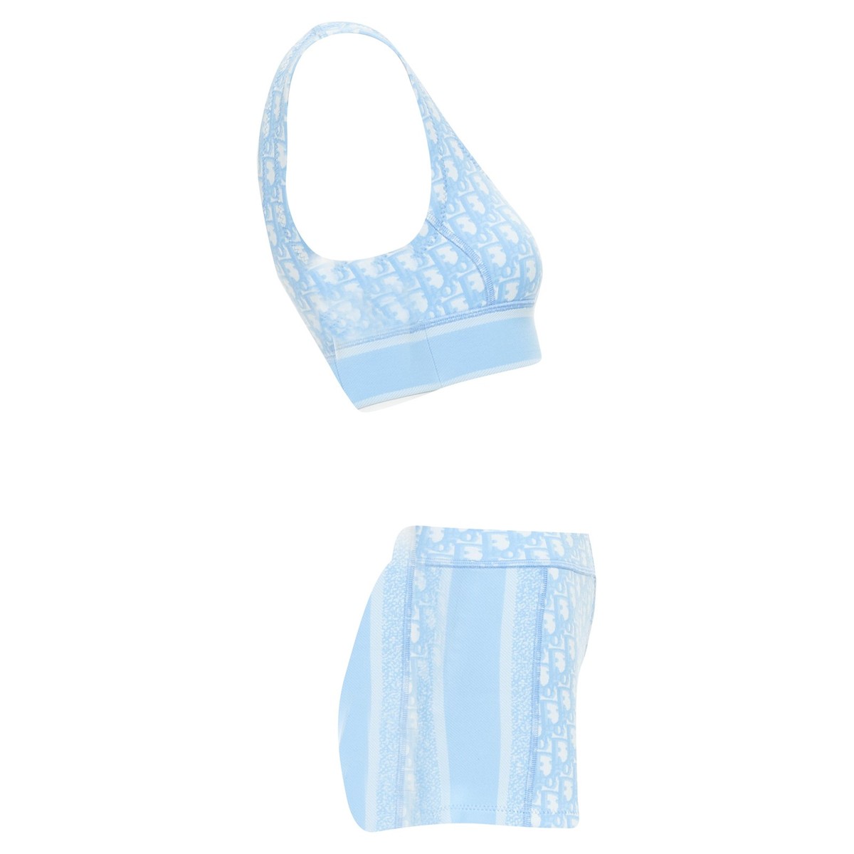 Christian Dior White Oblique Monogram Zip Crop Top Shorts