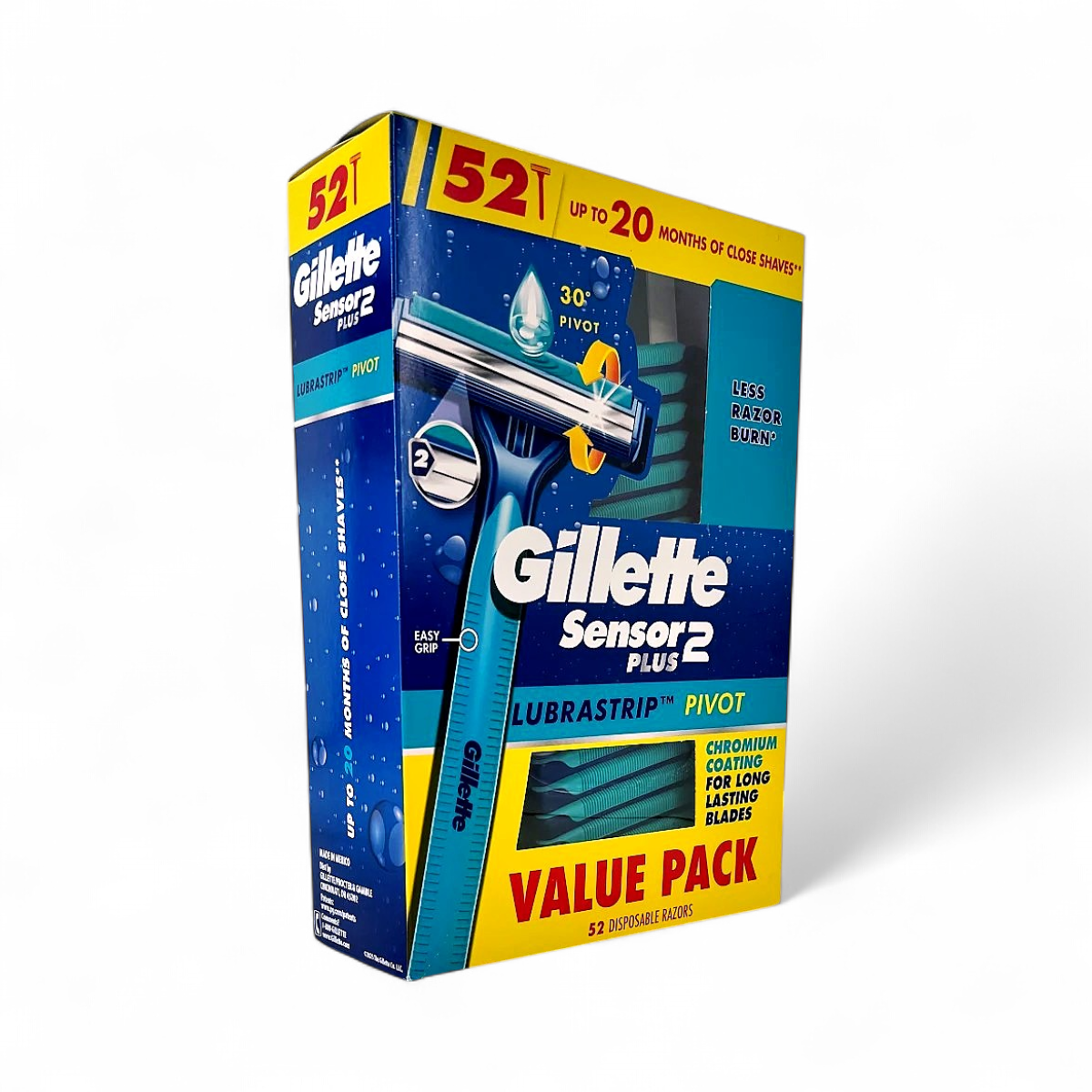 Gillette Sensor 2 Plus Lubrastrip Pivot Men's Razors 52-Count