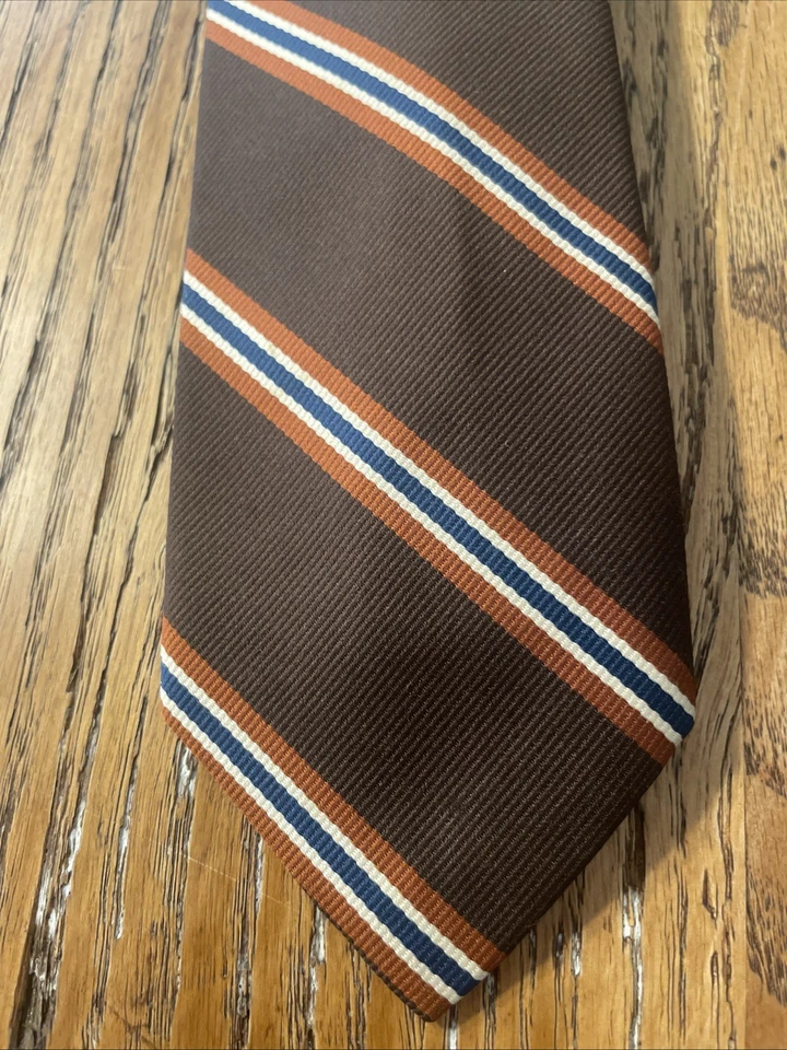 Винтажный галстук 60-е 70-е в полоску галстук сделано в США полиэстер удлиненный - Изображение 3 из 4