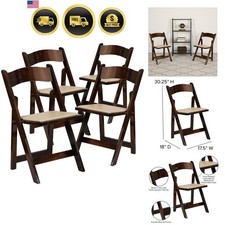 4 Pack HERCULES Series Fruitwood Wood Folding Chair with Vinyl Padded Seat