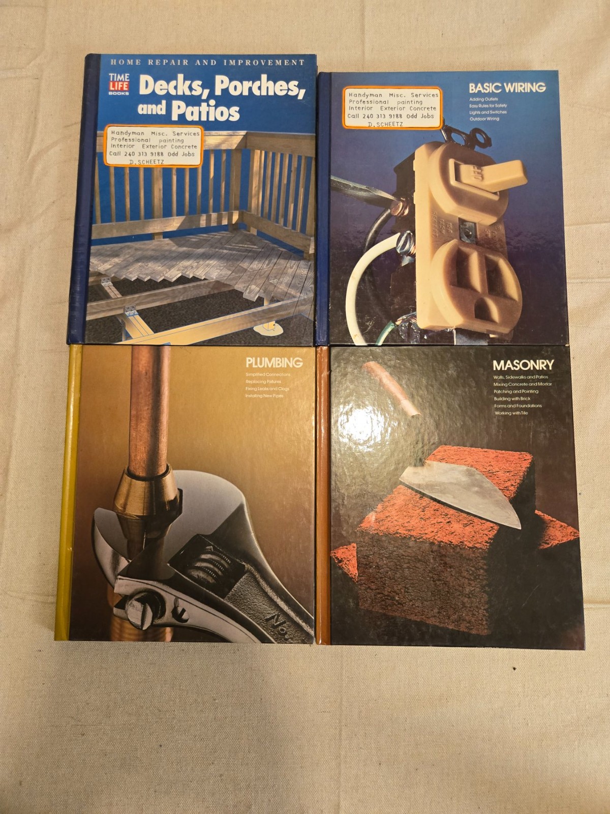 Time Life Home Repair & Improvement Books Set of 4 Decks Plumbing Wiring Masonry