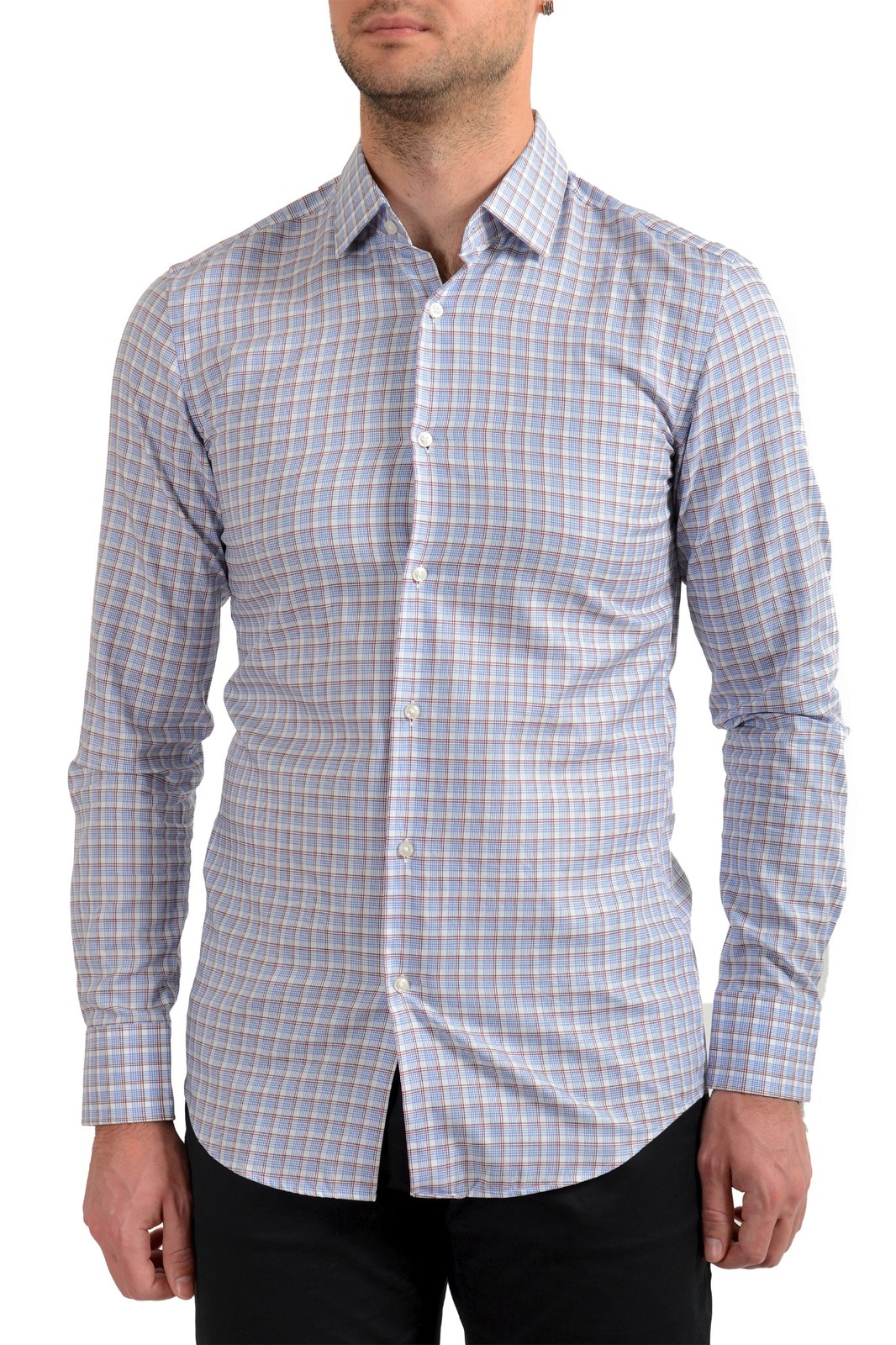 Мужская рубашка в клетку с длинным рукавом Hugo Boss Mens Jenno Slim Fit в клетку с длинным рукавом US 15 IT 38 13190₽