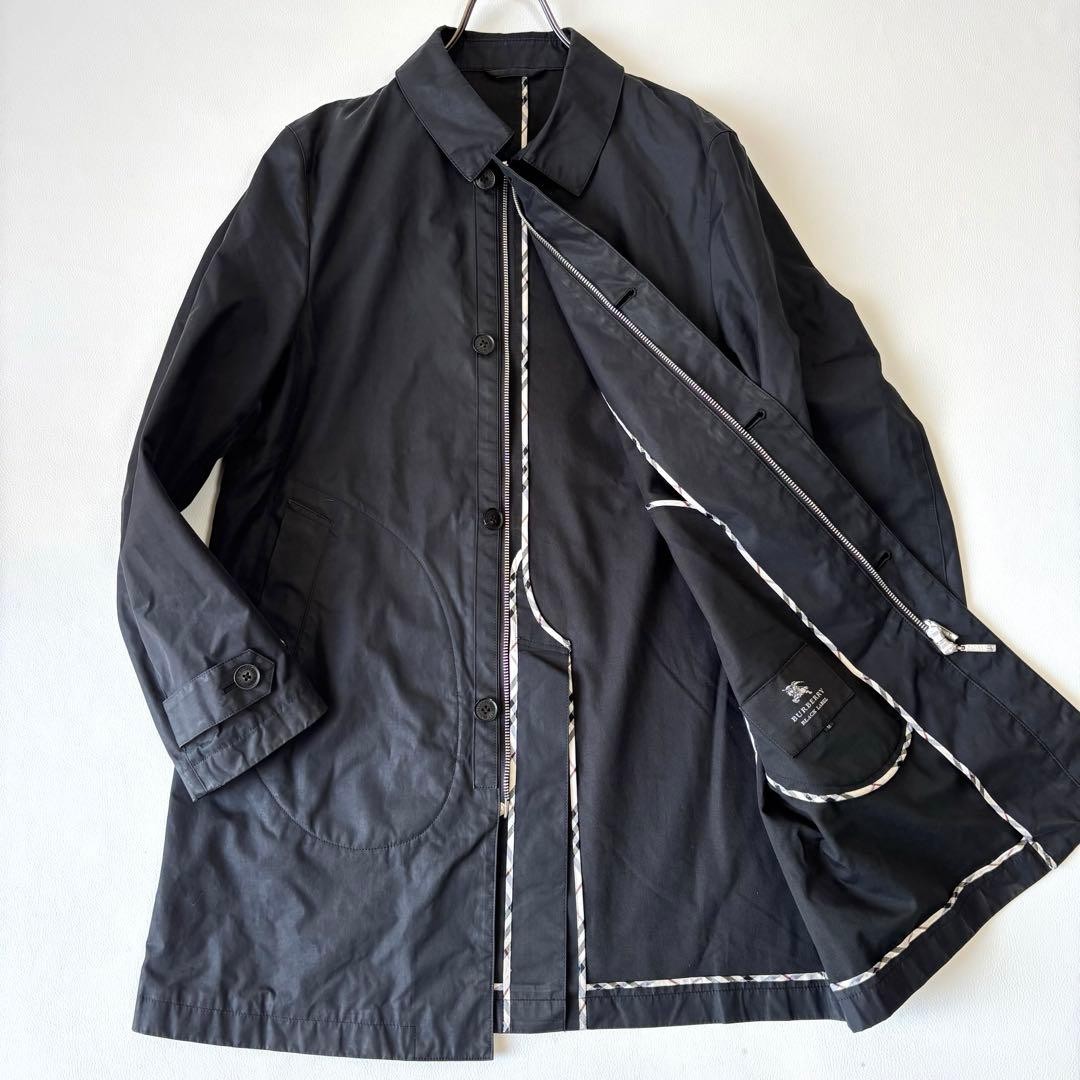 Burberry Black Label Men's Nova Check Black Balenciaga Coat, Size Small