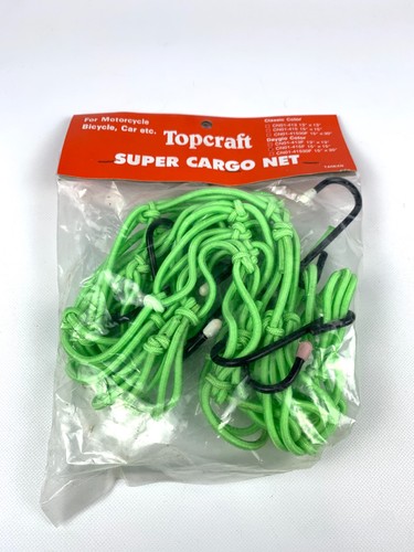 VTG Bike Cargo Net Dayglo Green Purple Stretch Basket Cover Topcraft 15x15" NOS - Picture 4 of 11
