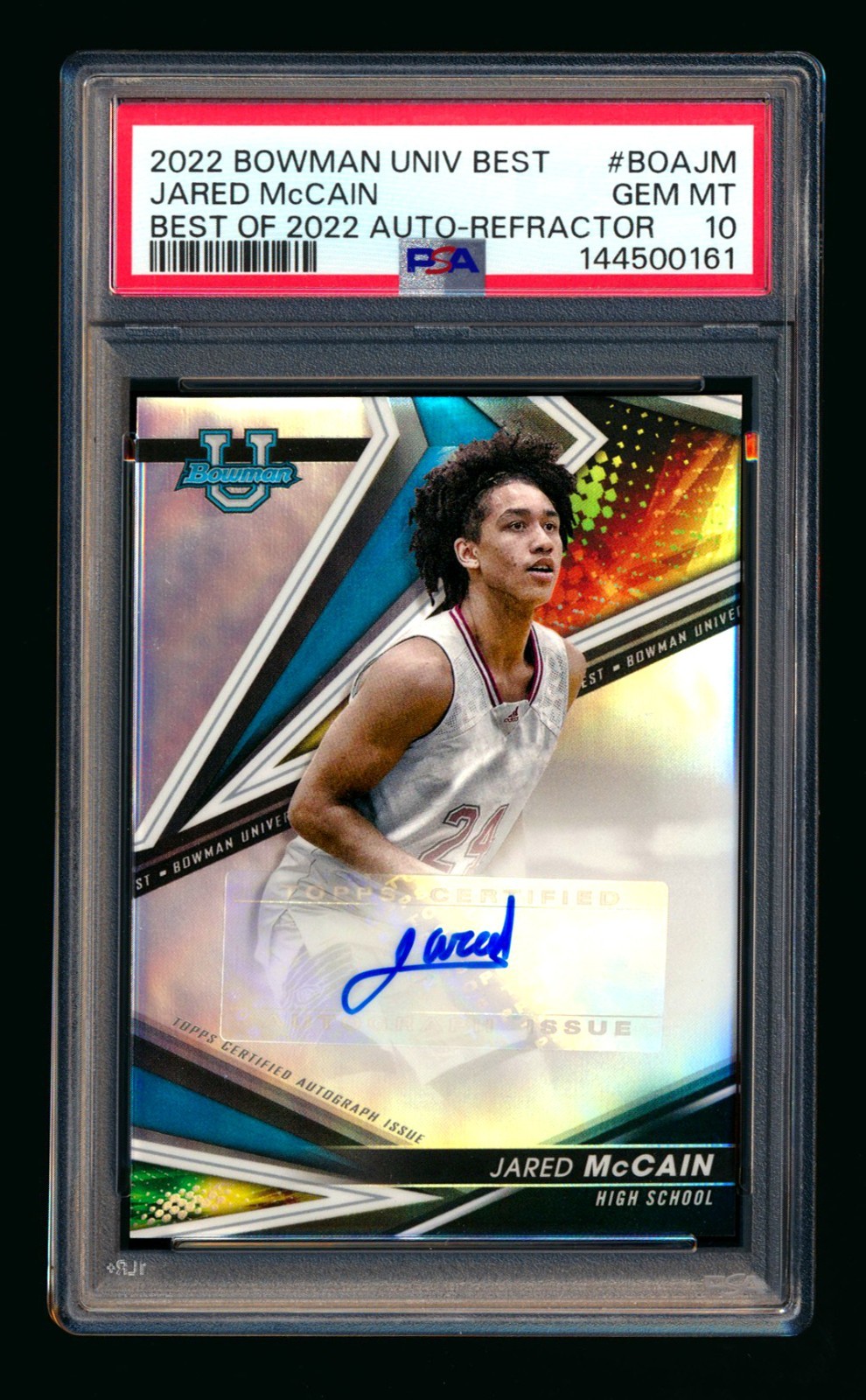 2022-23 BOWMAN CHROME U JARED MCCAIN RC REFRACTOR AUTO AUTOGRAPH ROOKIE PSA 10!