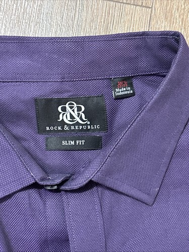 Beautiful Men's 16.5 Rock & Republic 32/33 Purple Long Sleeve Button Shirt. 83 - Picture 2 of 2