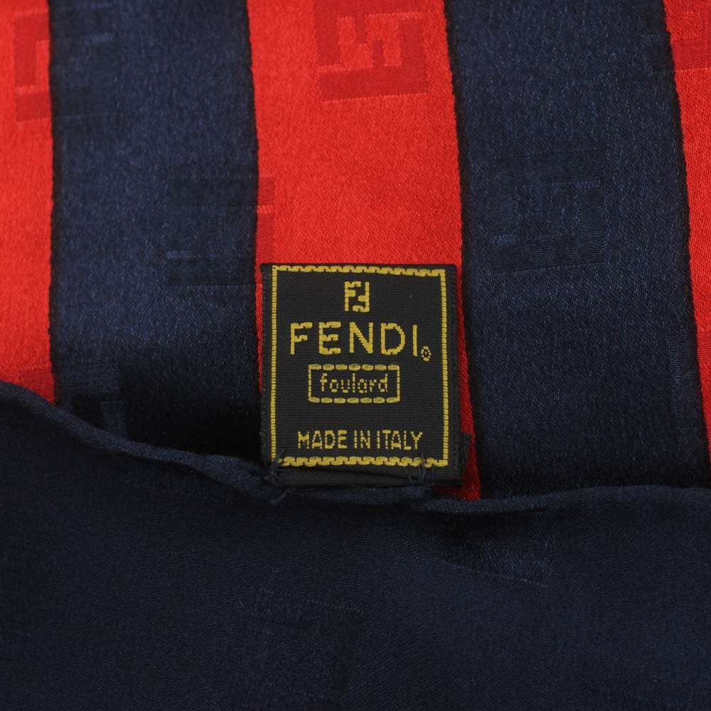 Fendi Scarf Large Size Zucca Pattern Stripe Logo Blue Red Women's Authentic thumbnail 3