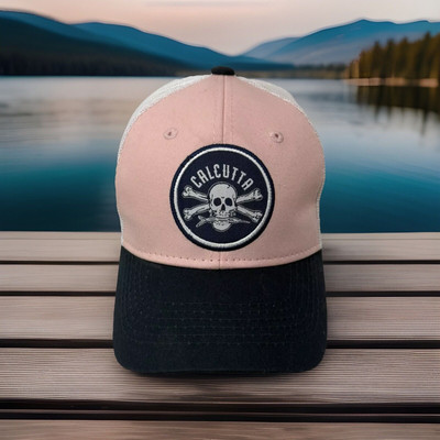 Authentic Calcutta Apparel Pink Hat Unisex One Size Adjustable Skull Crossbones
