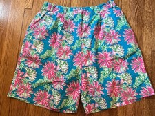 Vintage 90 s LILLY PULITZER Cotton Shorts Blue/Green/Pink/White