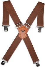 2Inch-Wide Work Suspender, Brown-Elastic Suspenders for Pants, Heavy-Duty