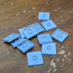 Lego Light Bluish Gray Plate, Modified 2 x 2 w Groove & 1 Stud Center - Qty 12