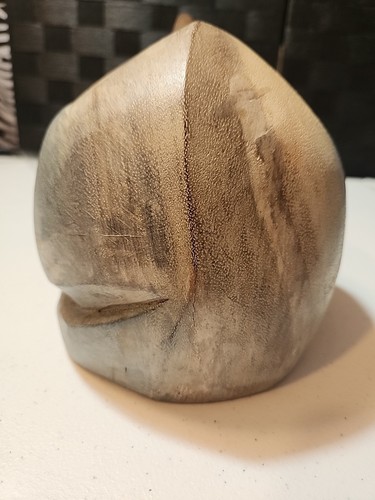 Geschnitzte Holz weiß getünchte blauäugige CHESHIRE KATZE Dekor Made in Thailand - Bild 4 von 9
