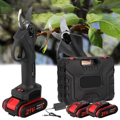 21V Electric Cordless Branch Scissors Pruning Shear Pruner Cutter+2Battery